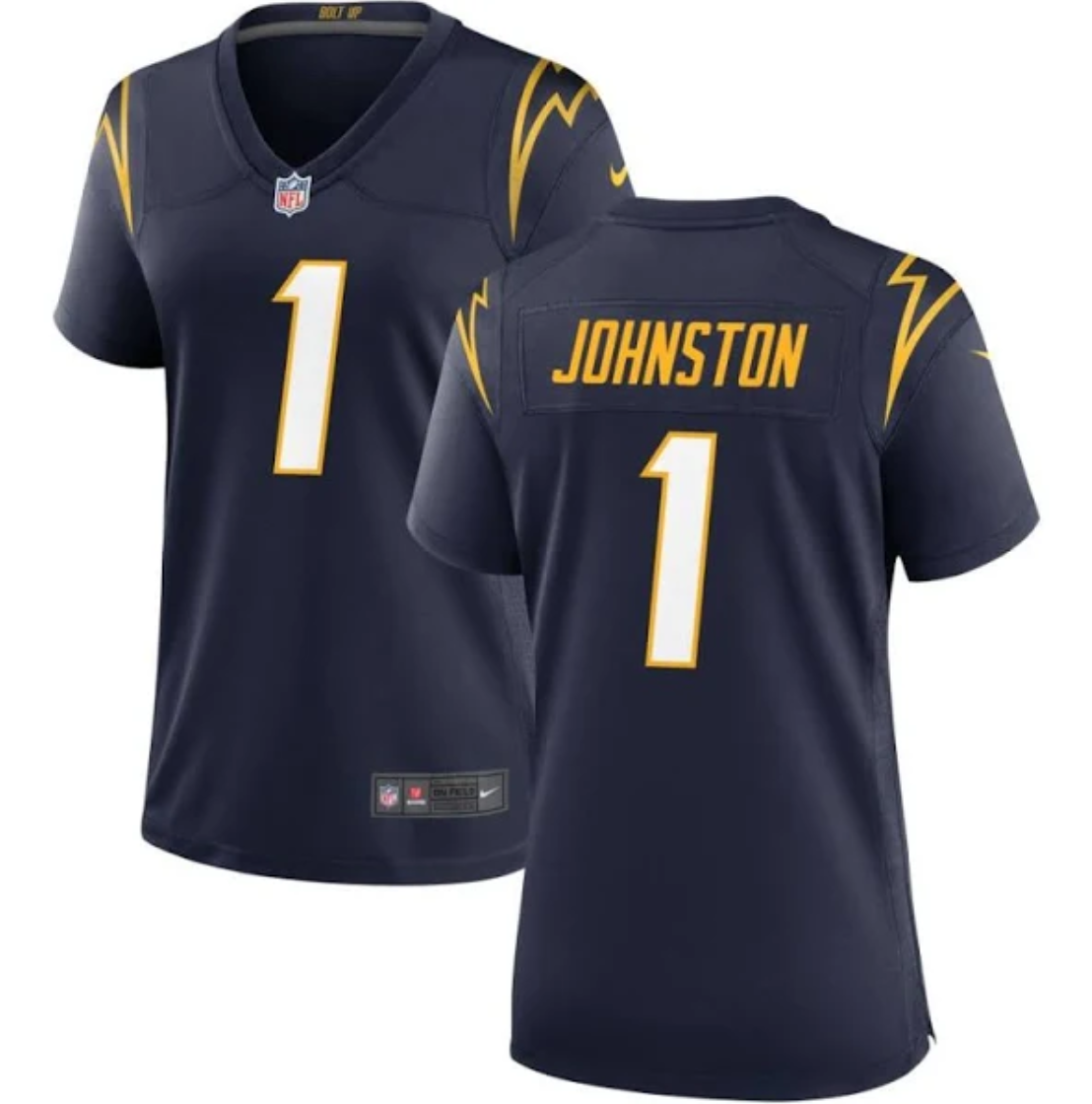 Women's Los Angeles Chargers #1 Quentin Johnston Navy Stitched Game Jersey(Run Small)
